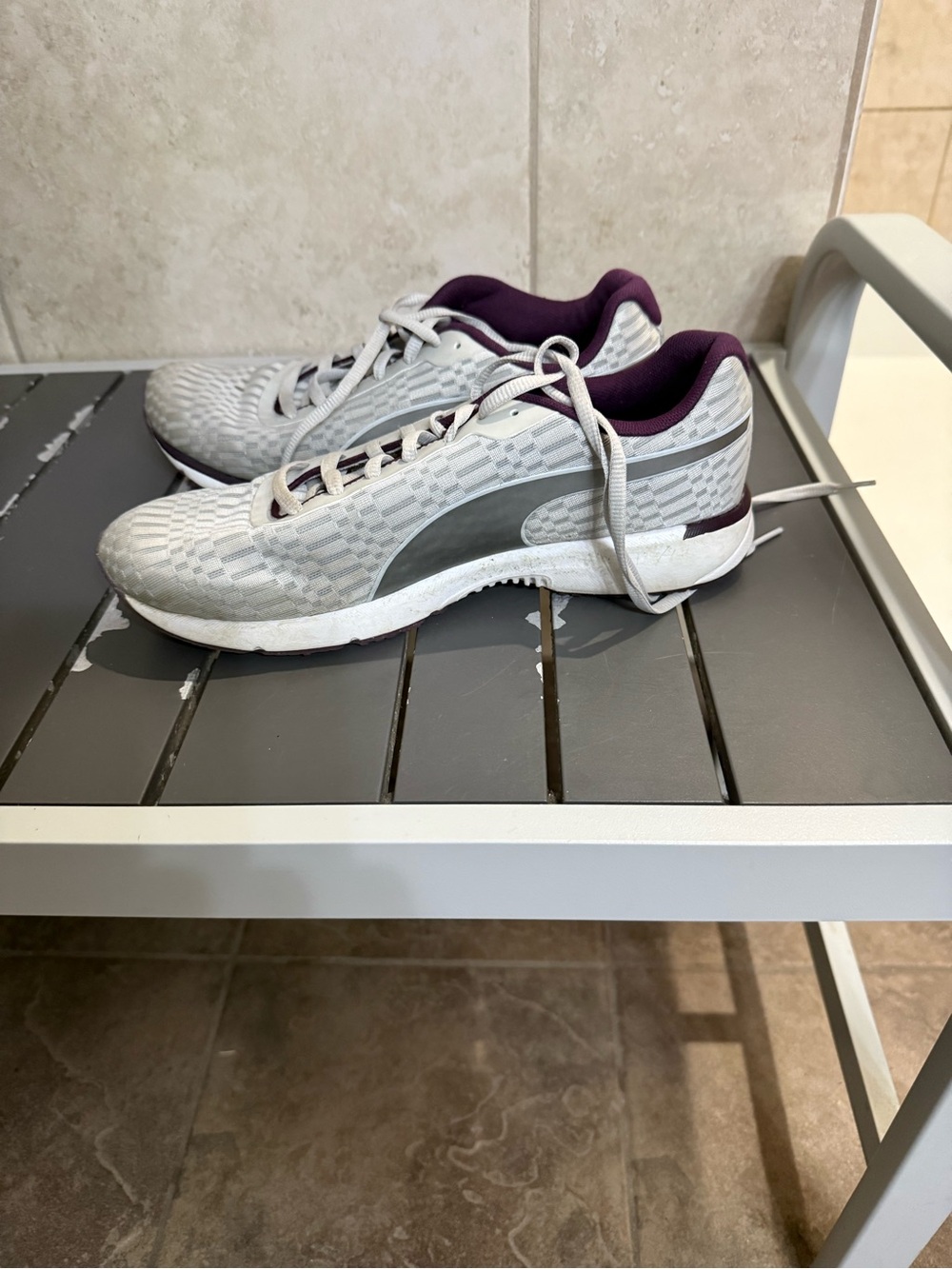 Puma Women's White and Purple Athletic Trainers
